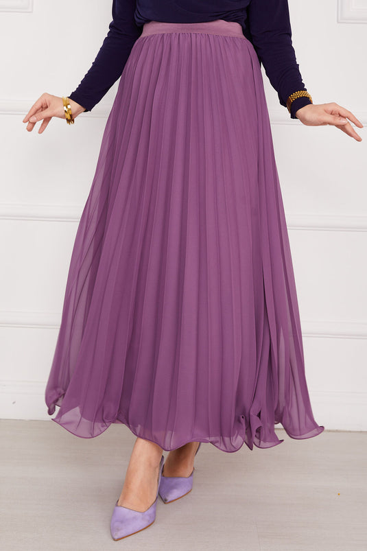 Six Pleated Hijab Skirt Lilac