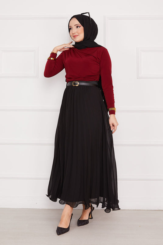 Six-Pleated Modest Skirt Black