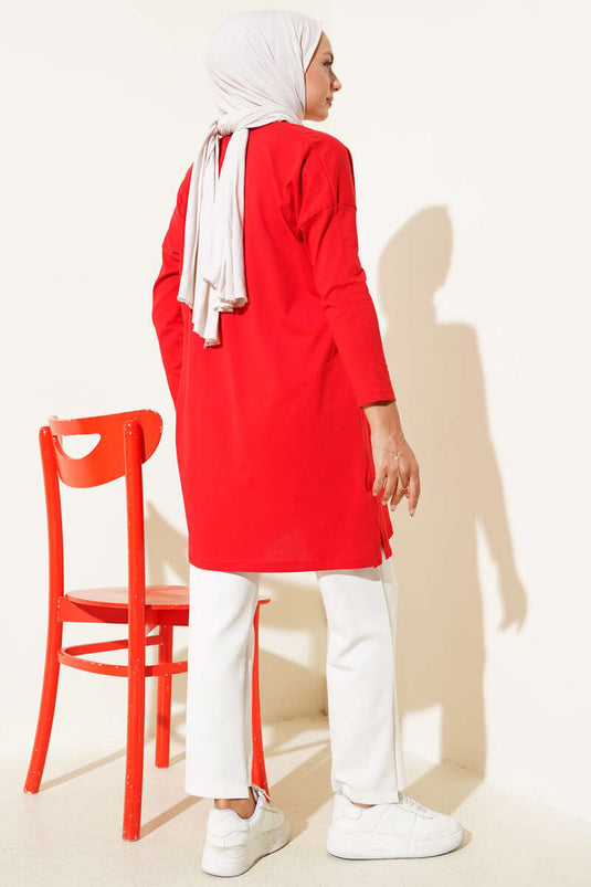 Always Be Cool Printed Tunic Red