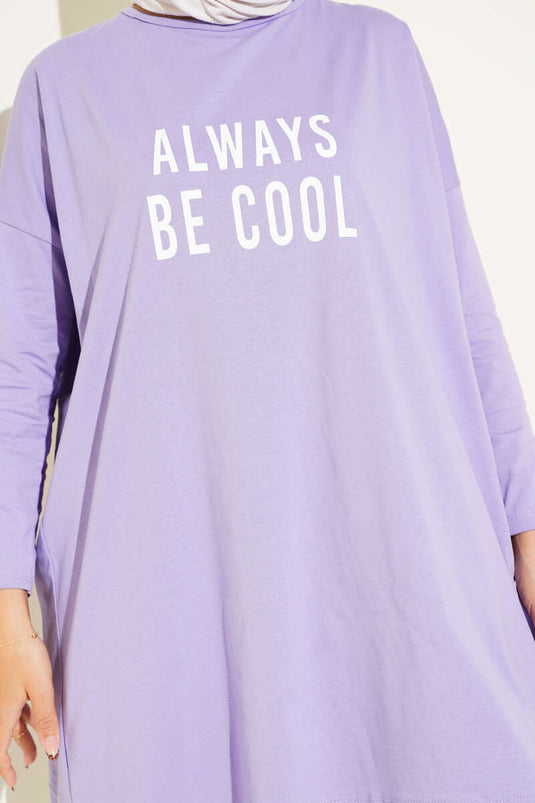 Always Be Cool Baskılı Tunik Lila