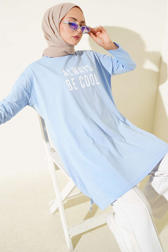 Always Be Cool Baskılı Tunik Mavi
