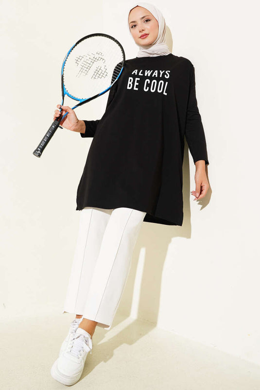 Always Be Cool Baskılı Tunik Siyah