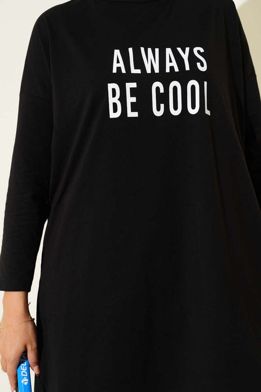 Always Be Cool Baskılı Tunik Siyah