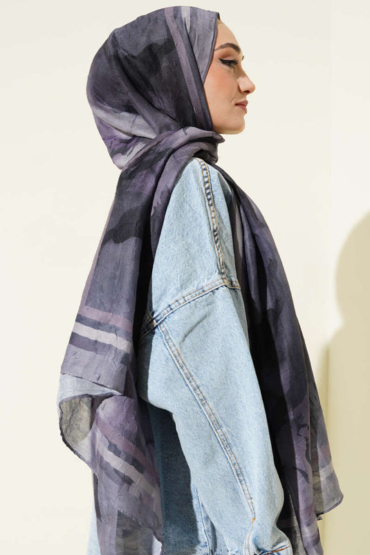 Amber Serisi Şerit Geçişli Şal Kayrak Grisi