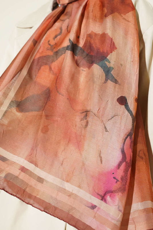 Amber Series Striped Transition Shawl Brick Red