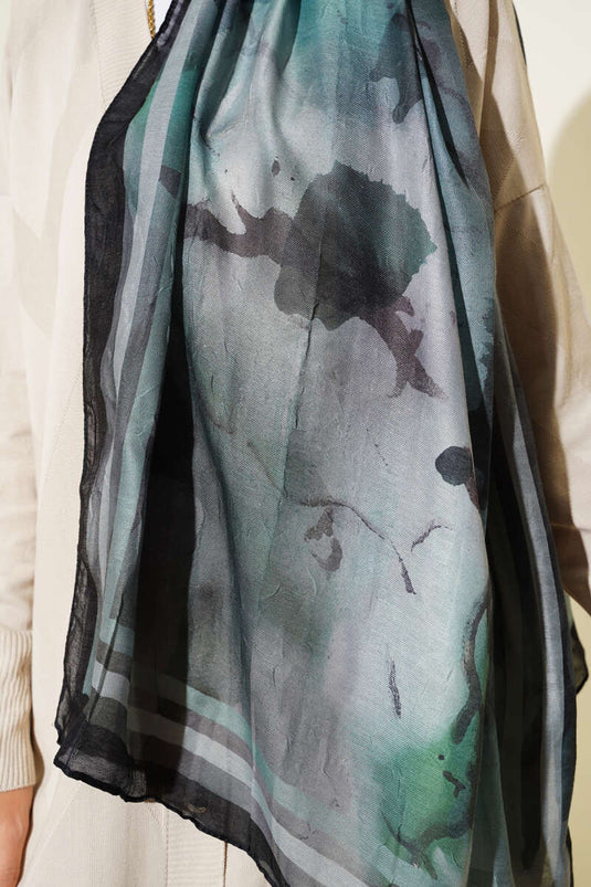 Amber Serisi Şerit Geçişli Şal Su Yeşili