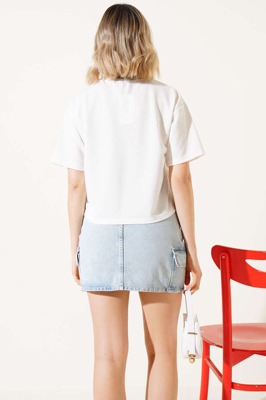 Amore Mio Baskılı T-shirt Beyaz