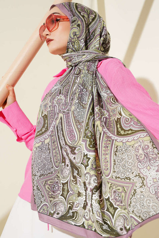 Châle doux lilas à motif Anatolia