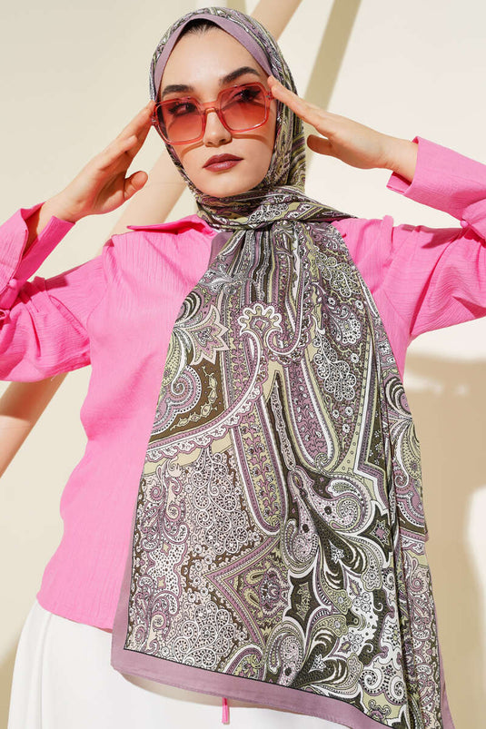 Châle doux lilas à motif Anatolia