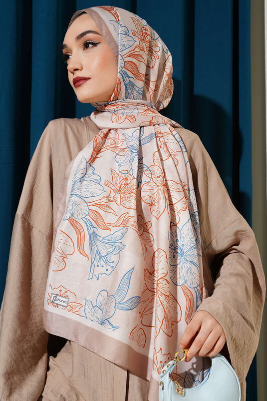 شال لاتيه ناعم بنقشة زهور عتيقة