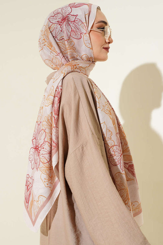 Châle doux à motif floral antique couleur moka