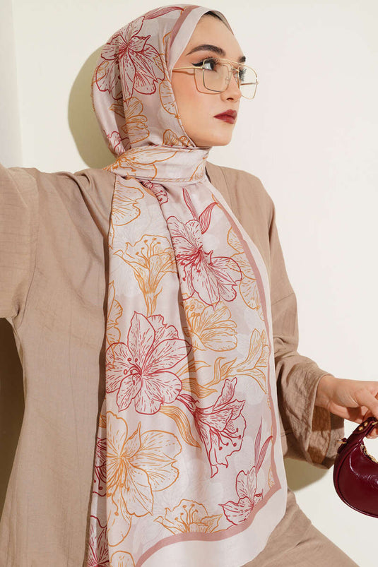 Châle doux à motif floral antique couleur moka