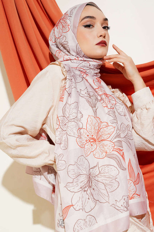 Châle doux à motif floral antique et pierre