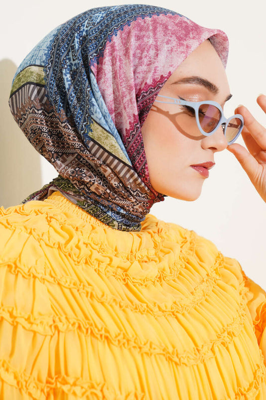 Écharpe à motifs anciens, gris ardoise