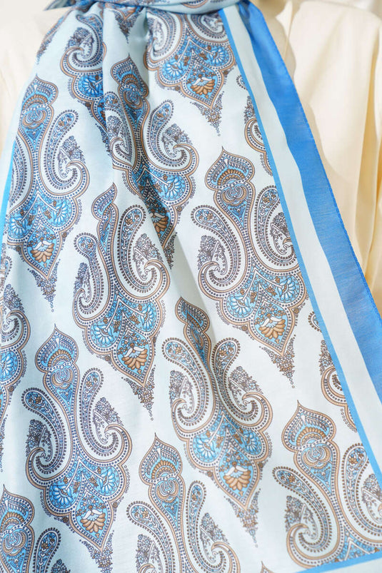 Antique Paisley Pattern Shawl Ice Blue