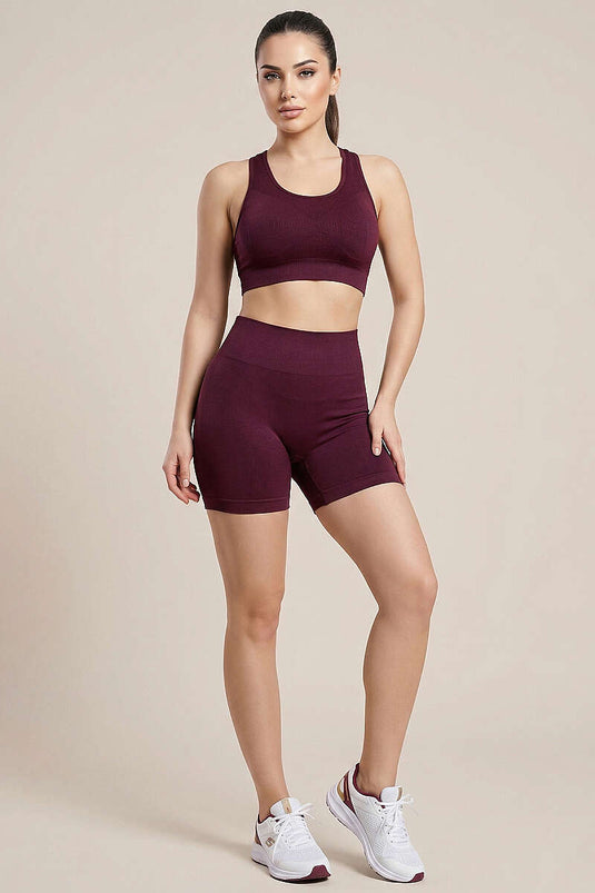 Pantaloncini sportivi corti con arricciatura Arka ciliegia
