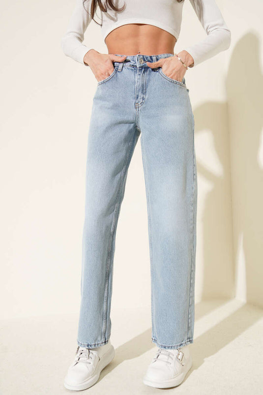 Back Pocket Tassel Denim Trousers Denim Blue