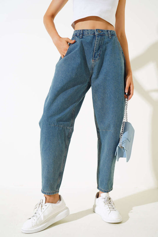 Back Buckle Knee Dart Jeans Brown Tint