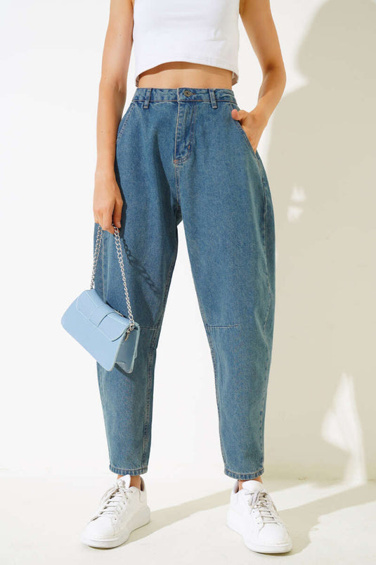 Back Buckle Knee Dart Jeans Brown Tint