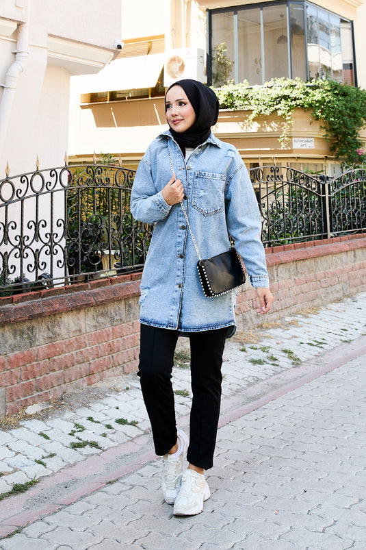 Back Printed Denim Jacket -14