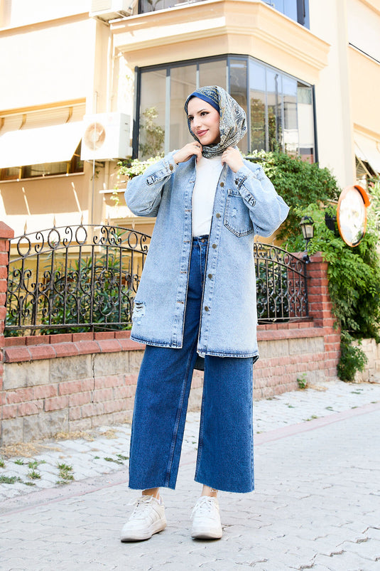 Back Printed Denim Jacket -14