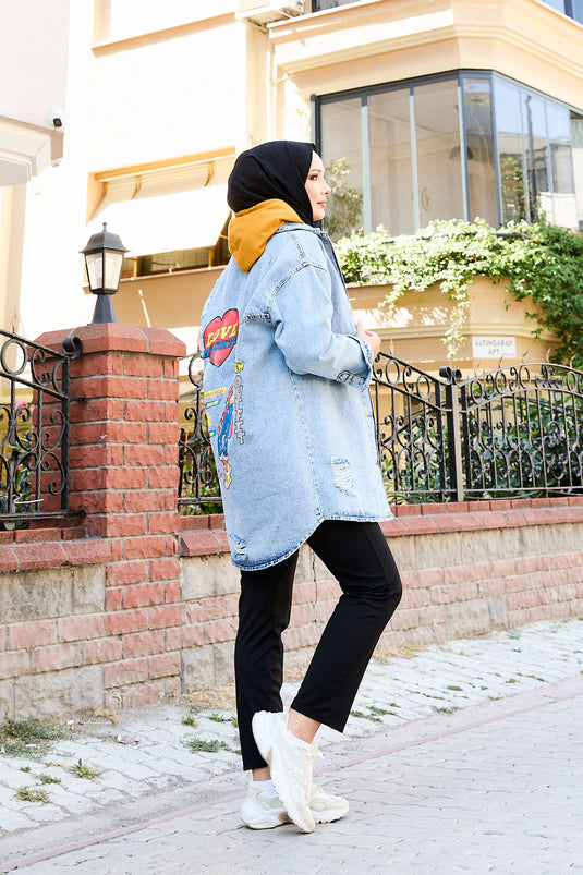Back Printed Denim Jacket -15