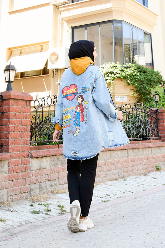 Back Printed Denim Jacket -15