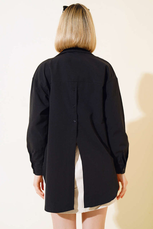 Button-Back Shirt Black