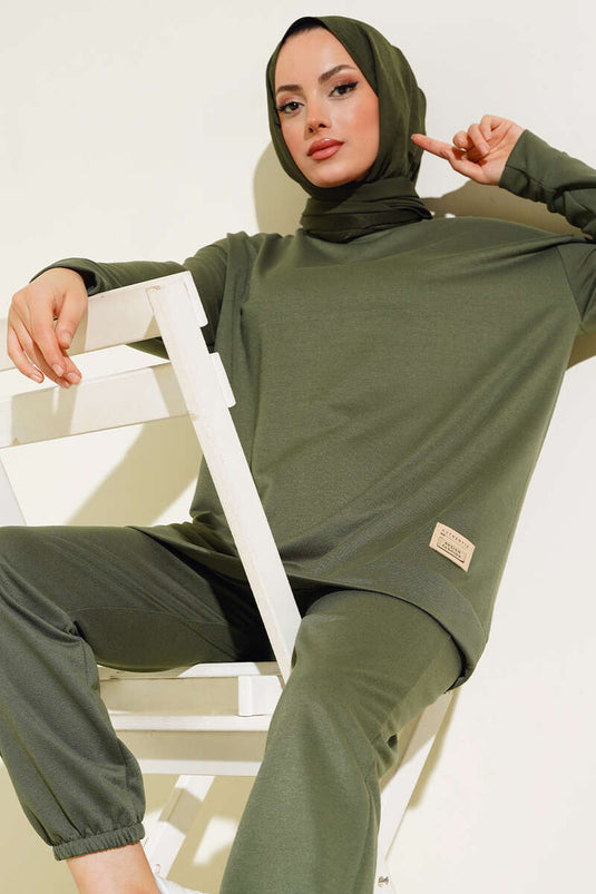 Detailed Armored Two-Piece Set Khaki