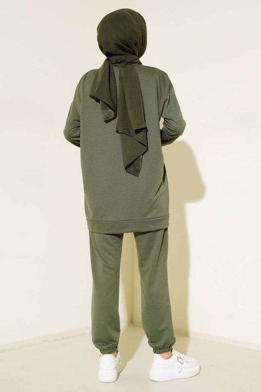 Detailed Armored Two-Piece Set Khaki