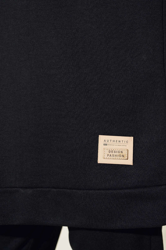 Emblem Detailed Two Piece Suit Black