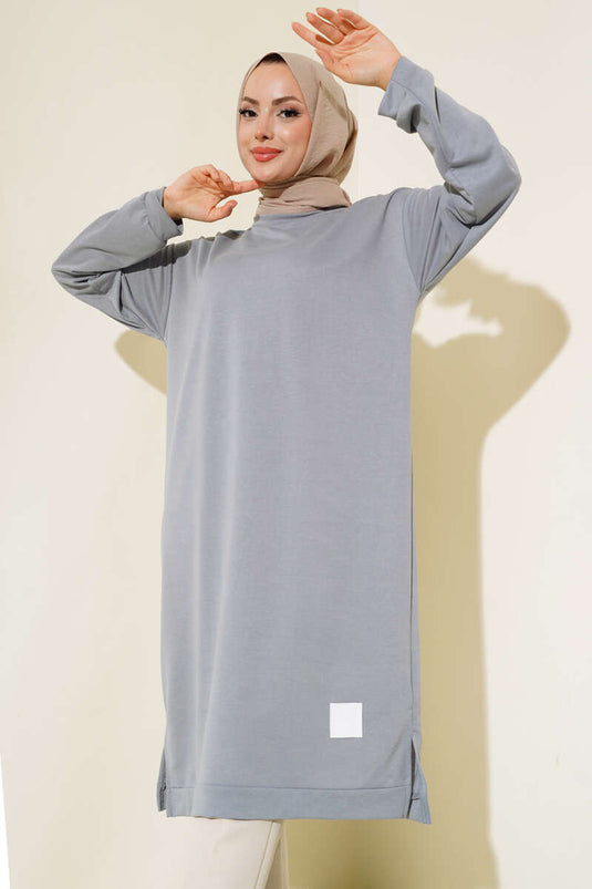 Detailed Long Tunic Gray