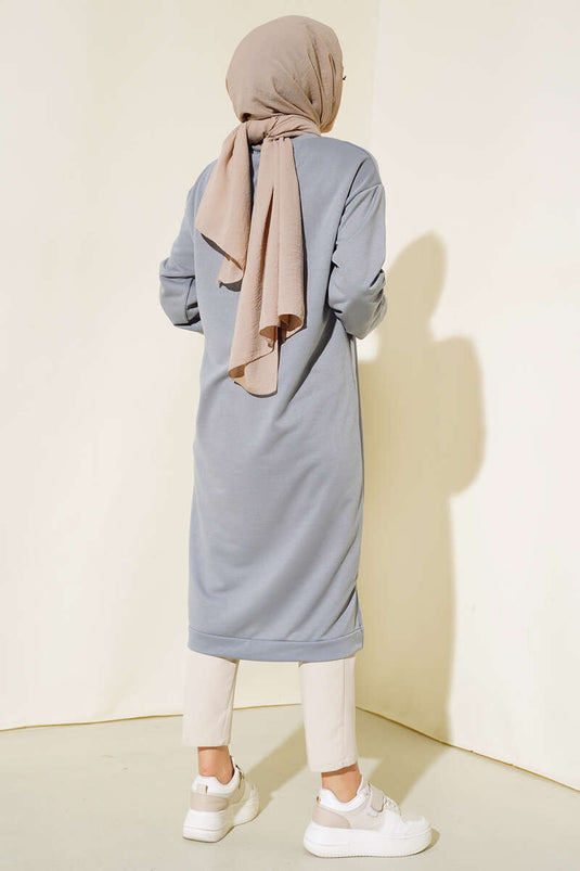 Detailed Long Tunic Gray
