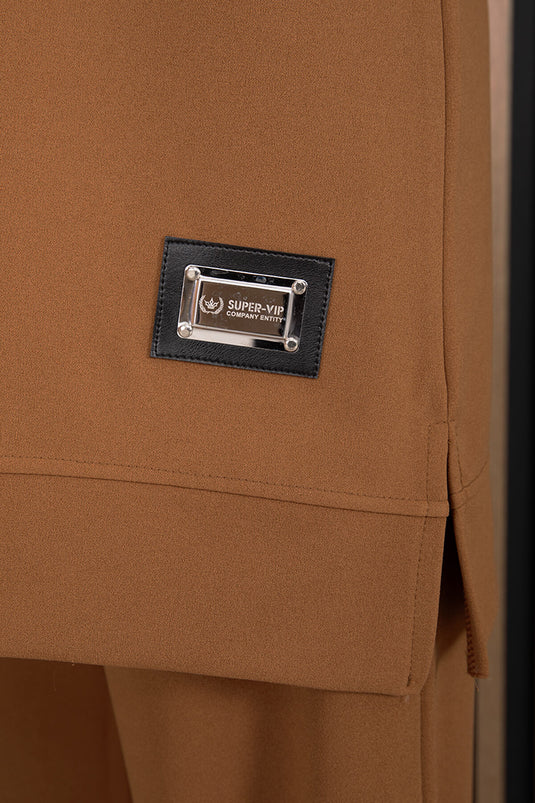 Sportief Modest Twee-Delig Set Met Arm Details Taupe