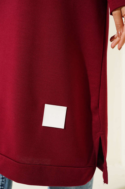 Arm Detailed Long Tunic Burgundy