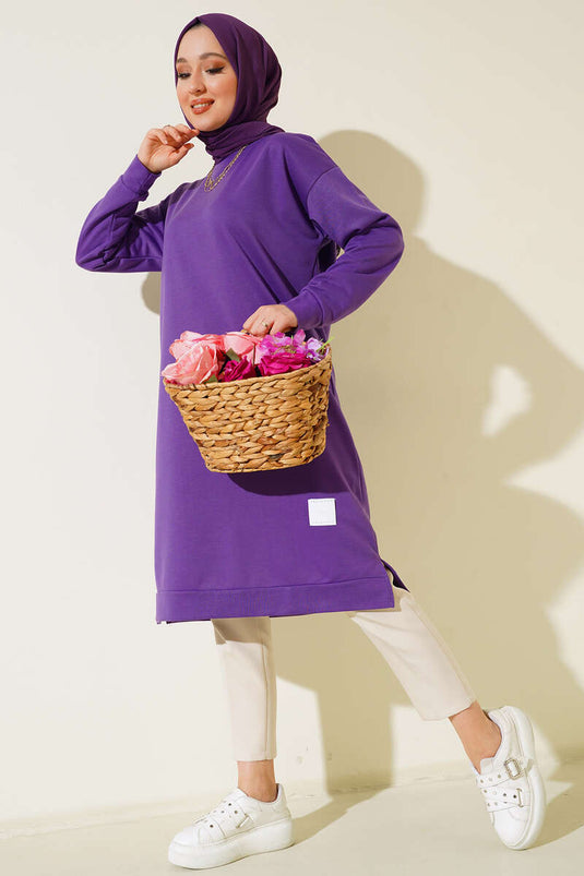 Long Tunic Purple with Emblem Detail