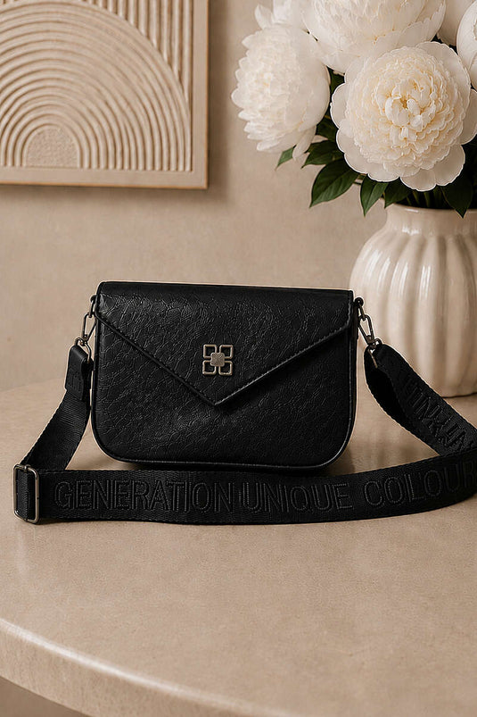 Sac à bandoulière avec inscription Arma, noir