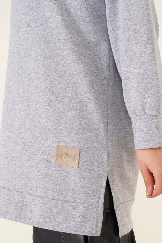 Tunique fendue avec écusson gris mélangé