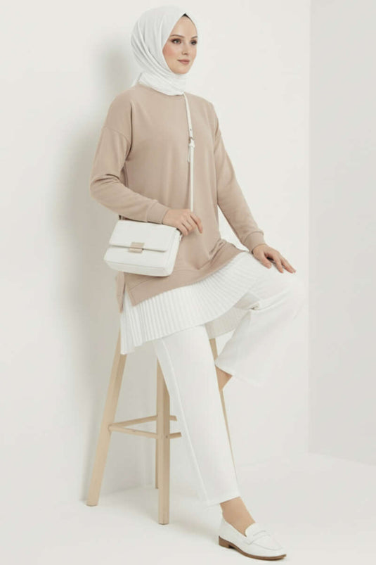 تونيك بيج مع تنورة سفلية مطوية وشعار