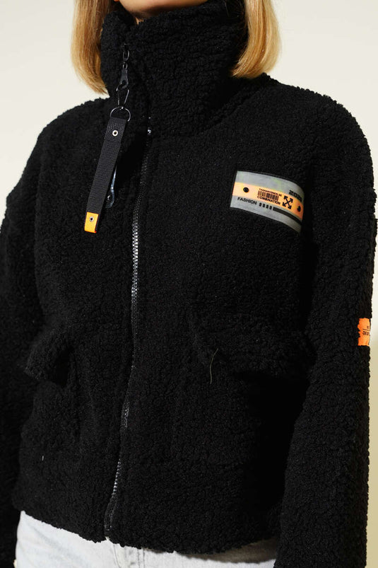 Giacca corta decorata in bouclé, nera