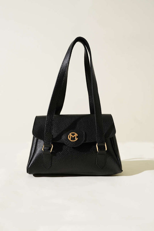 Sac à compartiment unique avec emblème et fermeture magnétique, noir