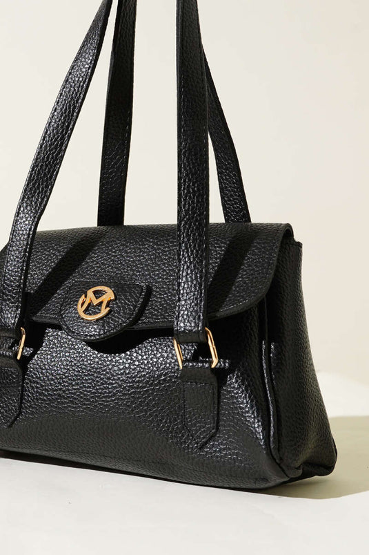 Sac à compartiment unique avec emblème et fermeture magnétique, noir