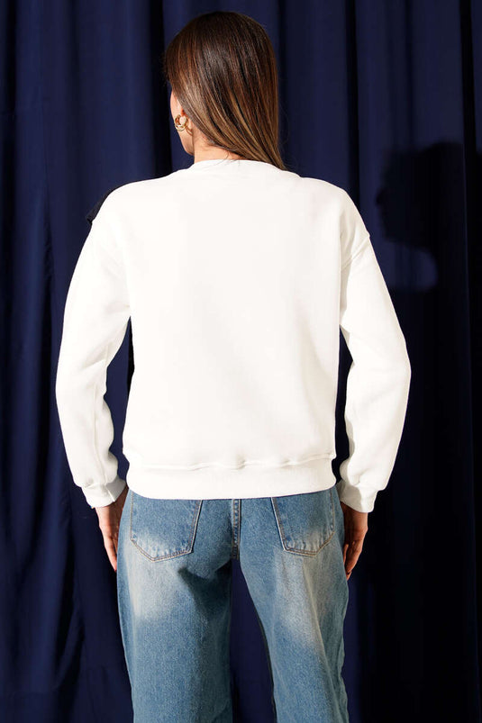 سويت شيرت قطني ثلاثي الخيوط برقعة ووشاح قطبي كحلي