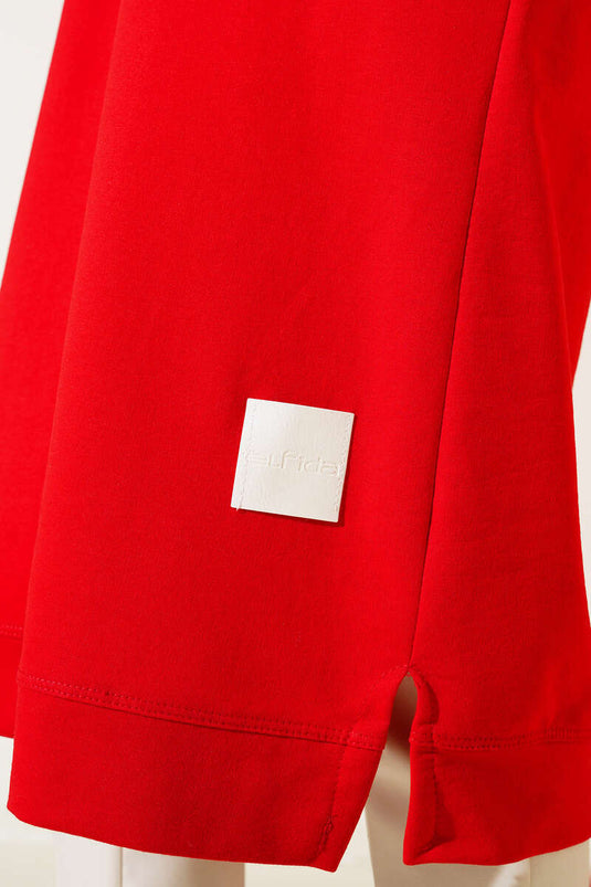 معطف من الأسلحة سترة طويلة أساسية باللون الأحمر