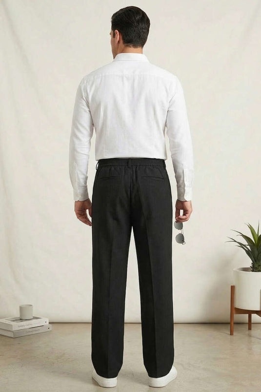 Pantalon en lin pour homme armuré noir