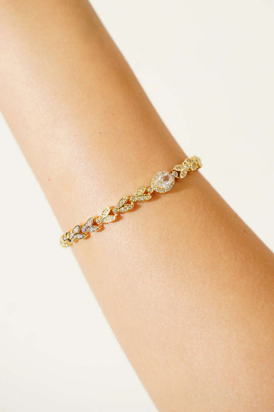 سوار بيضاوي الشكل مرصع بأحجار الشعير، ذهبي اللون