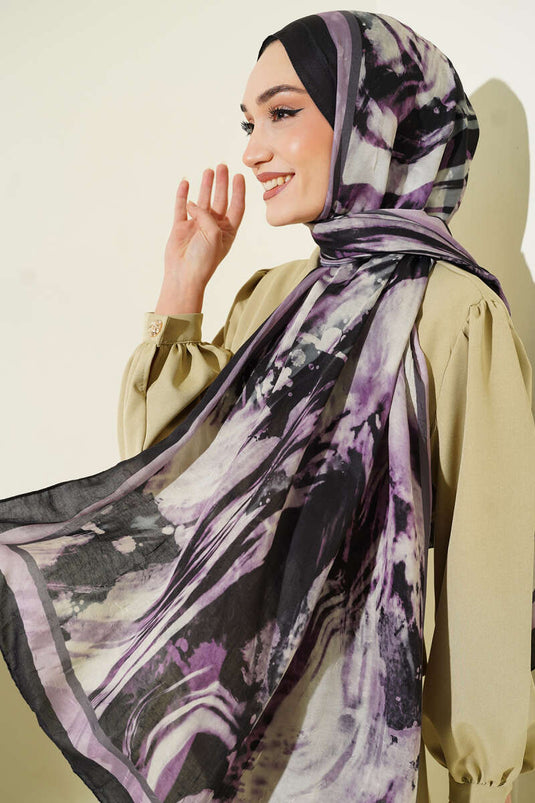 Ashira Muster Bambus Knitter Schal Lila