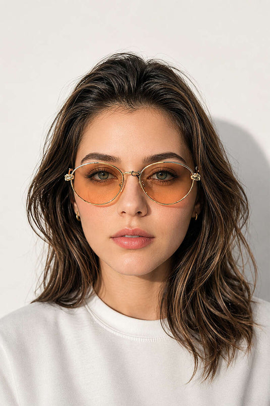 Elegante Runde Damen Sonnenbrille Gold