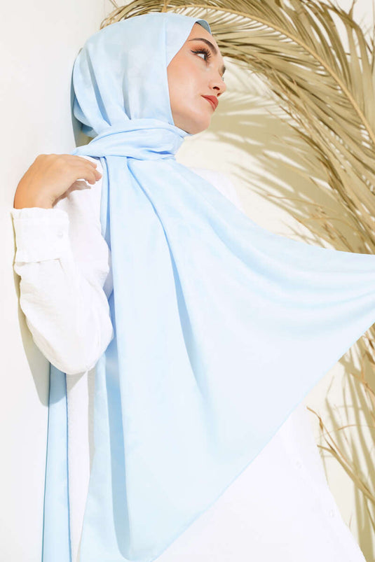 Scialle Jacquard con Motivo Asimmetrico Blu Ghiaccio