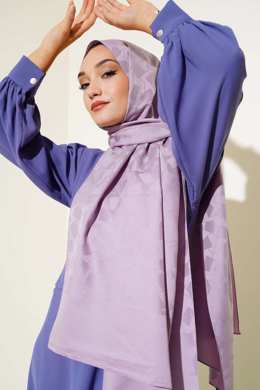 Scialle Jacquard Motivo Asimmetrico Lilla - 25